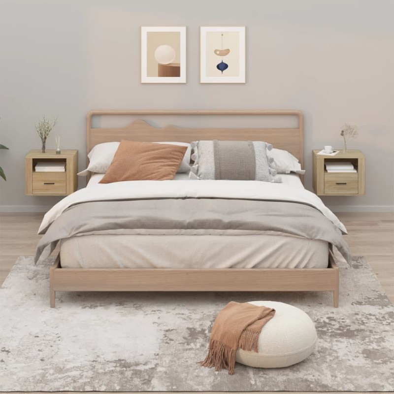 vidaXL Κομοδίνα Επιτοίχια 2 τεμ. Sonoma Δρυς 50x36x40 εκ.