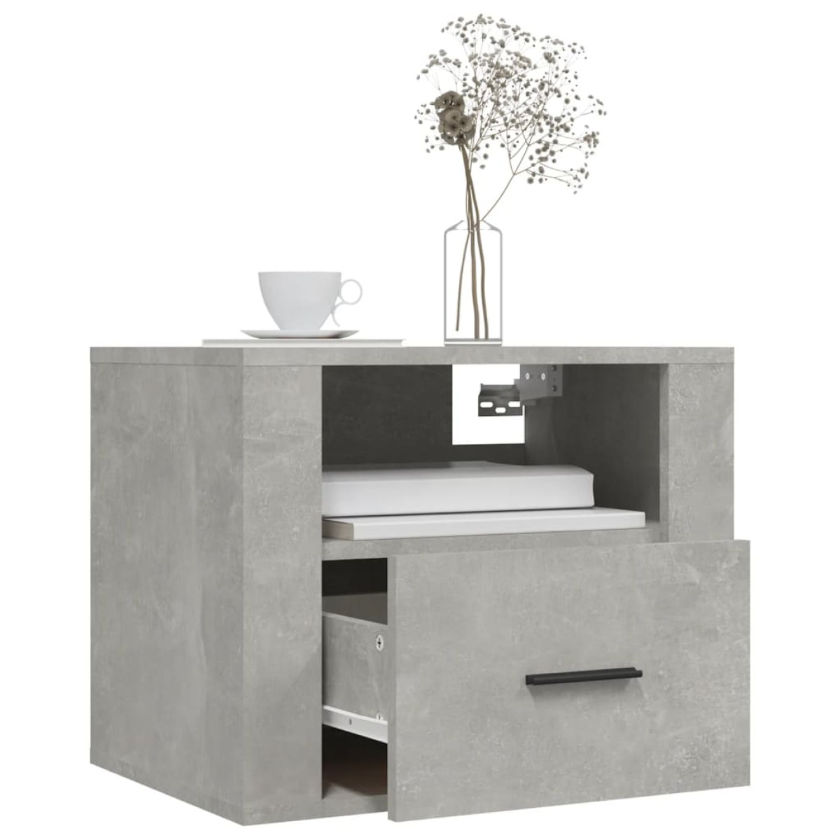 vidaXL Κομοδίνο Επιτοίχιο Γκρι Σκυροδέματος 50x36x40 εκ.