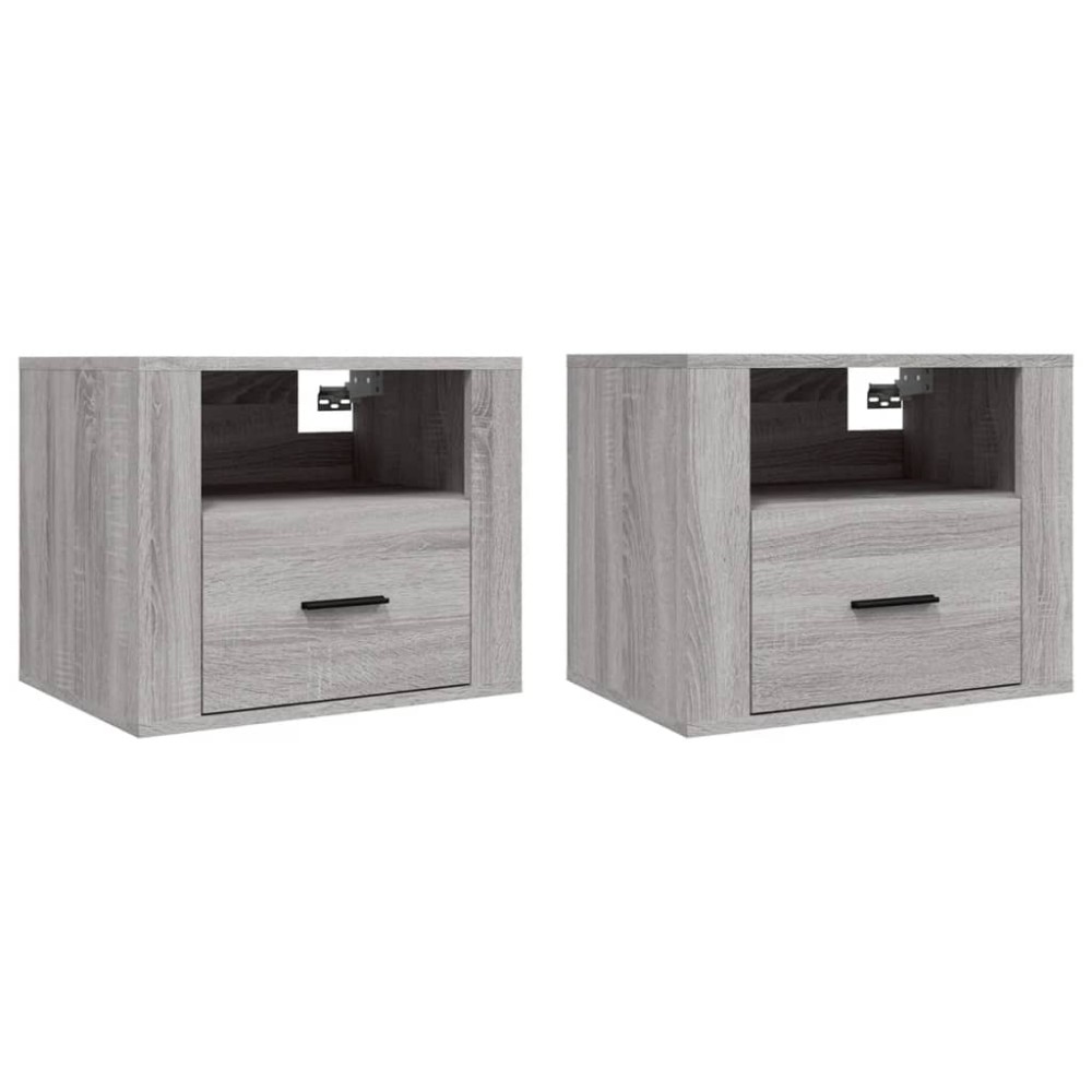 vidaXL Κομοδίνα Επιτοίχια 2 τεμ. Γκρι Sonoma 50x36x40 εκ.