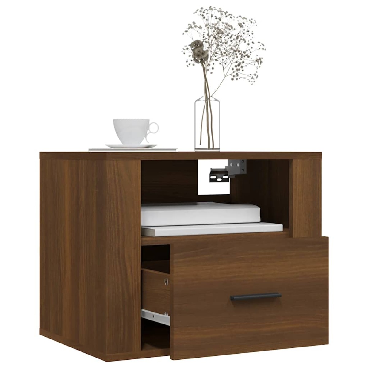 vidaXL Κομοδίνο Επιτοίχιο Καφέ Δρυς 50 x 36 x 40 εκ.