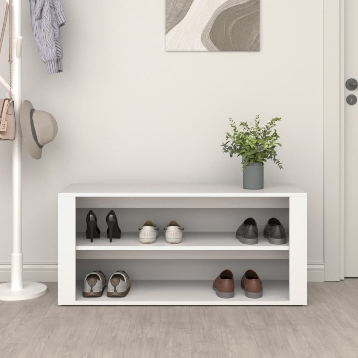 vidaXL Παπουτσοθήκη Λευκή 100 x 35 x 45 εκ. από Επεξεργασμένο Ξύλο