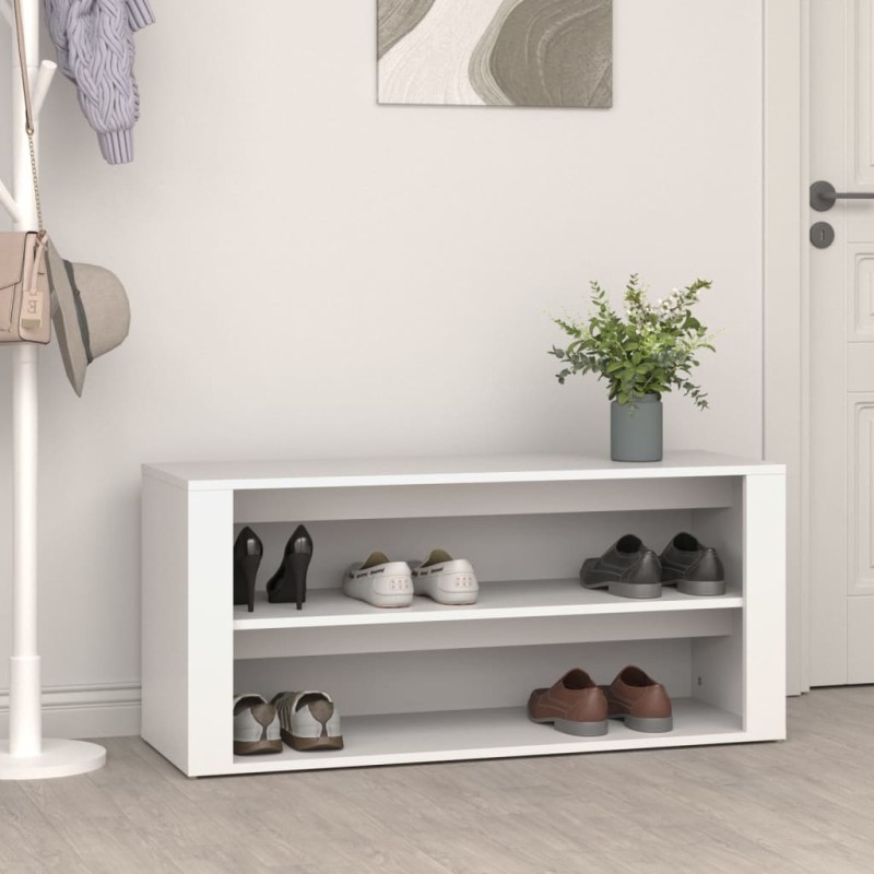vidaXL Παπουτσοθήκη Λευκή 100 x 35 x 45 εκ. από Επεξεργασμένο Ξύλο