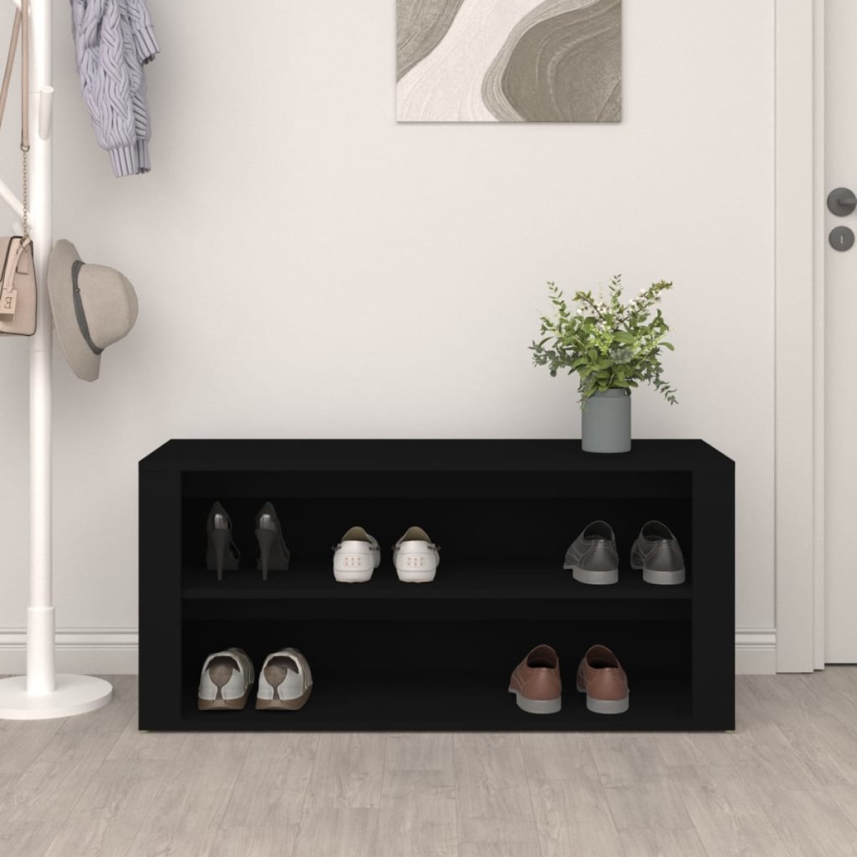 vidaXL Παπουτσοθήκη Μαύρη 100x35x45 εκ. από Επεξεργασμένο Ξύλο