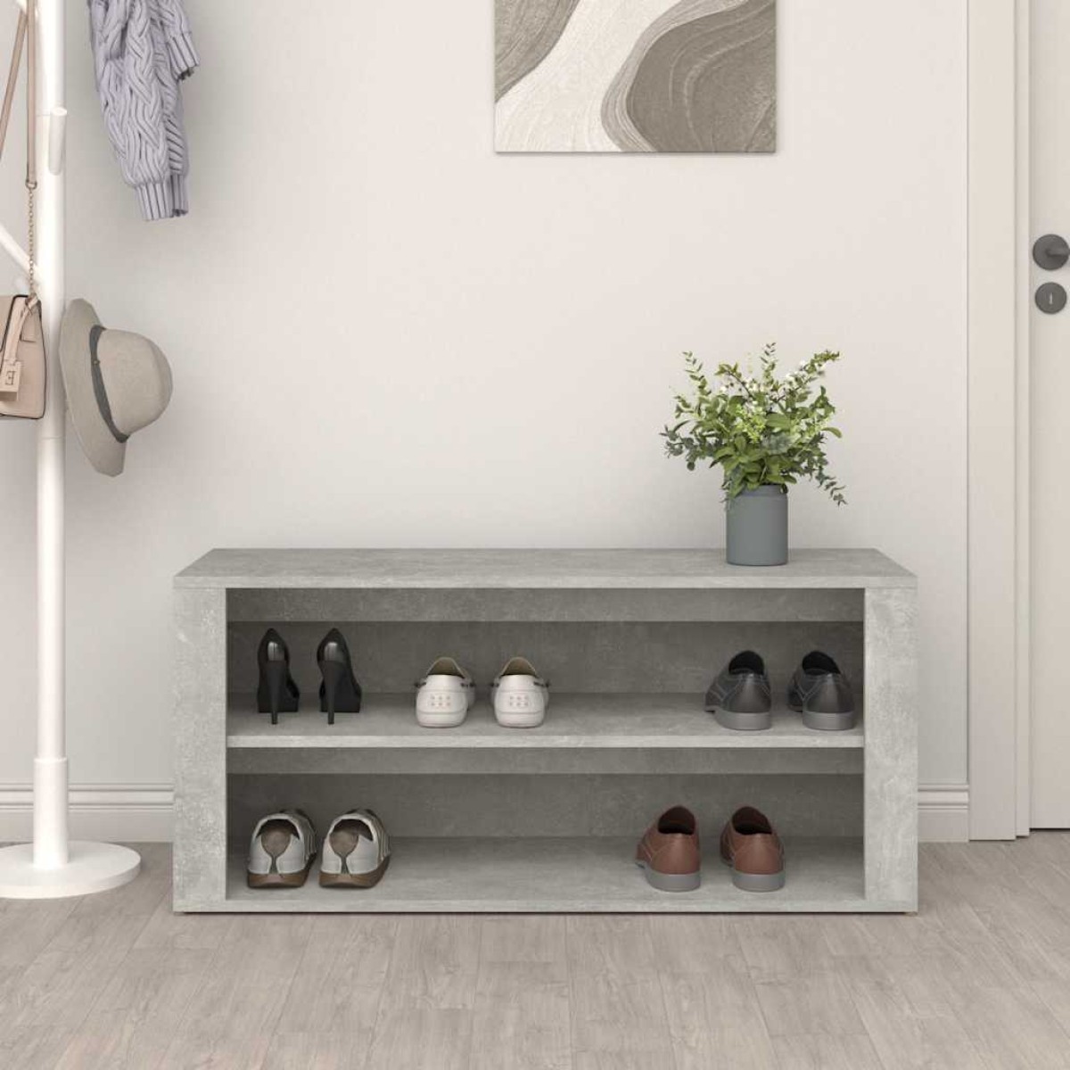 vidaXL Παπουτσοθήκη Γκρι Σκυροδέματος 100x35x45 εκ. Επεξεργασμένο Ξύλο