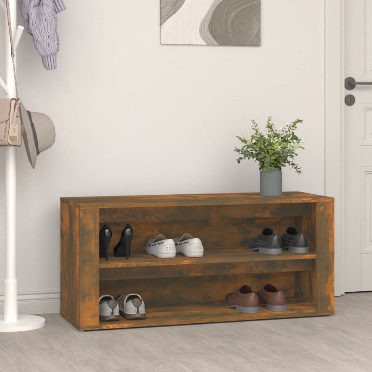 vidaXL Παπουτσοθήκη Καπνιστή Δρυς 100x35x45 εκ. Επεξεργασμένο Ξύλο