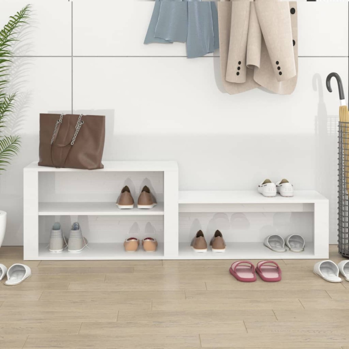 vidaXL Παπουτσοθήκη Γυαλιστερό Λευκό 150x35x45 εκ. Επεξεργασμένο Ξύλο