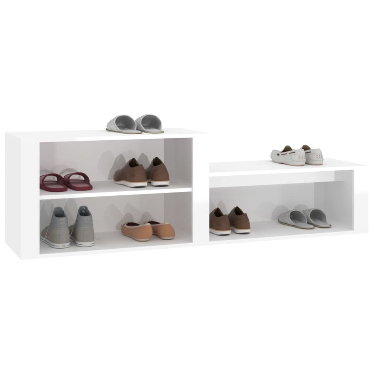 vidaXL Παπουτσοθήκη Γυαλιστερό Λευκό 150x35x45 εκ. Επεξεργασμένο Ξύλο