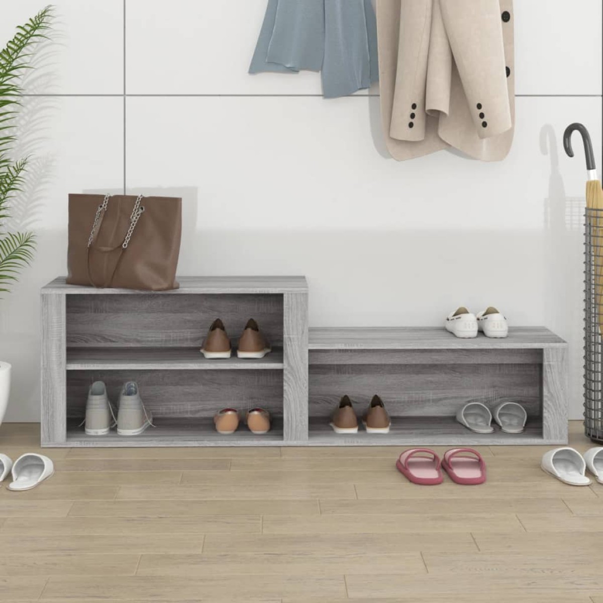 vidaXL Παπουτσοθήκη Γκρι Sonoma 150x35x45 εκ. από Επεξεργασμένο Ξύλο