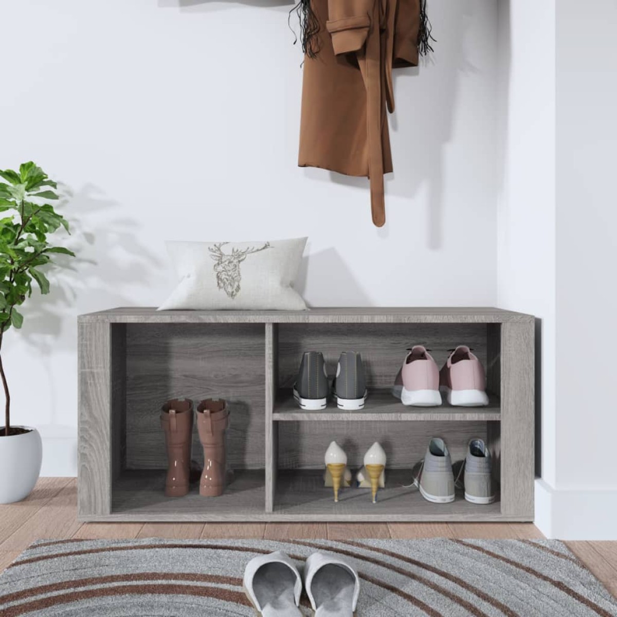 vidaXL Παπουτσοθήκη Γκρι Sonoma 100x35x45 εκ. από Επεξεργασμένο Ξύλο