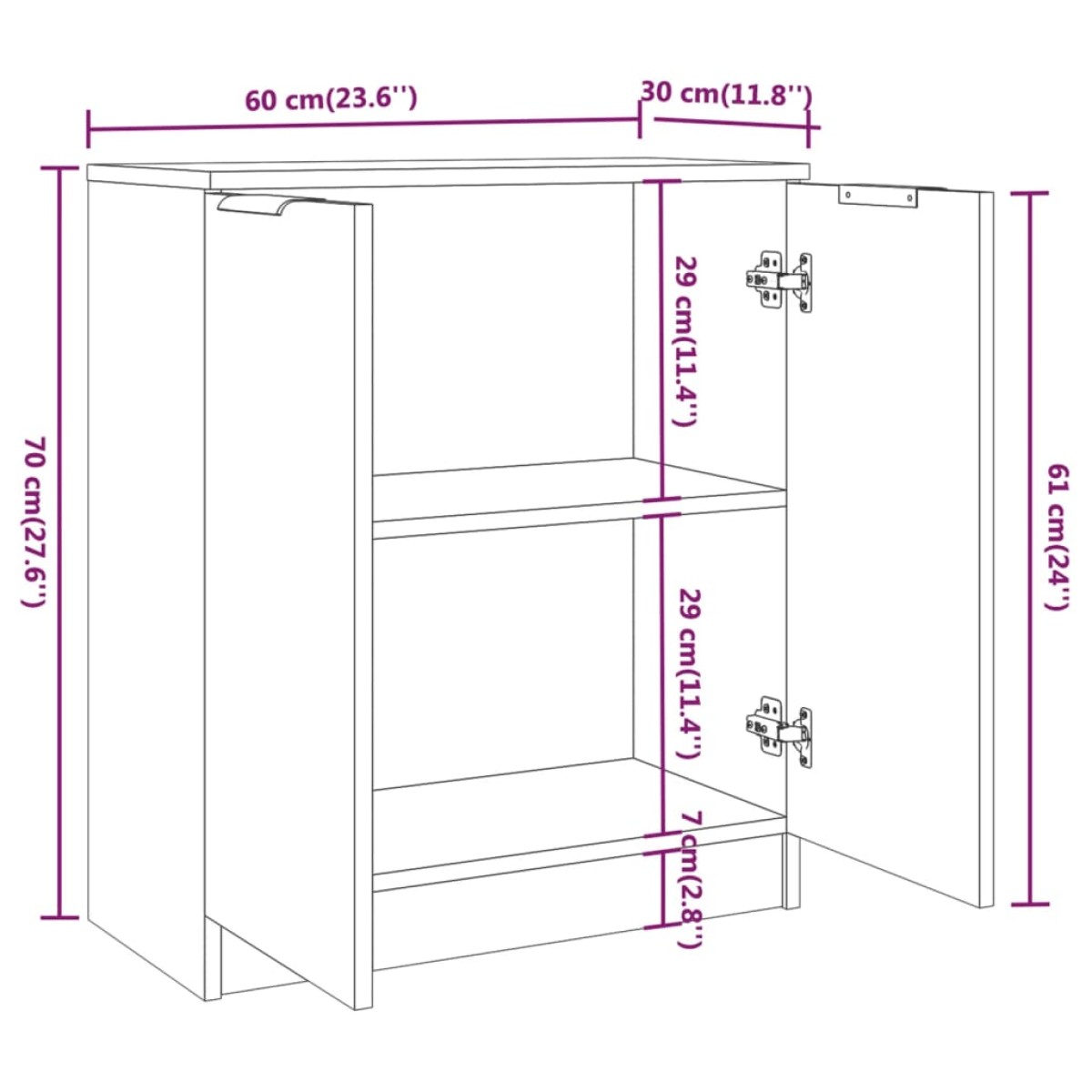 vidaXL Ντουλάπι Καπνιστή Δρυς 60 x 30 x 70 εκ. από Επεξεργασμένο Ξύλο