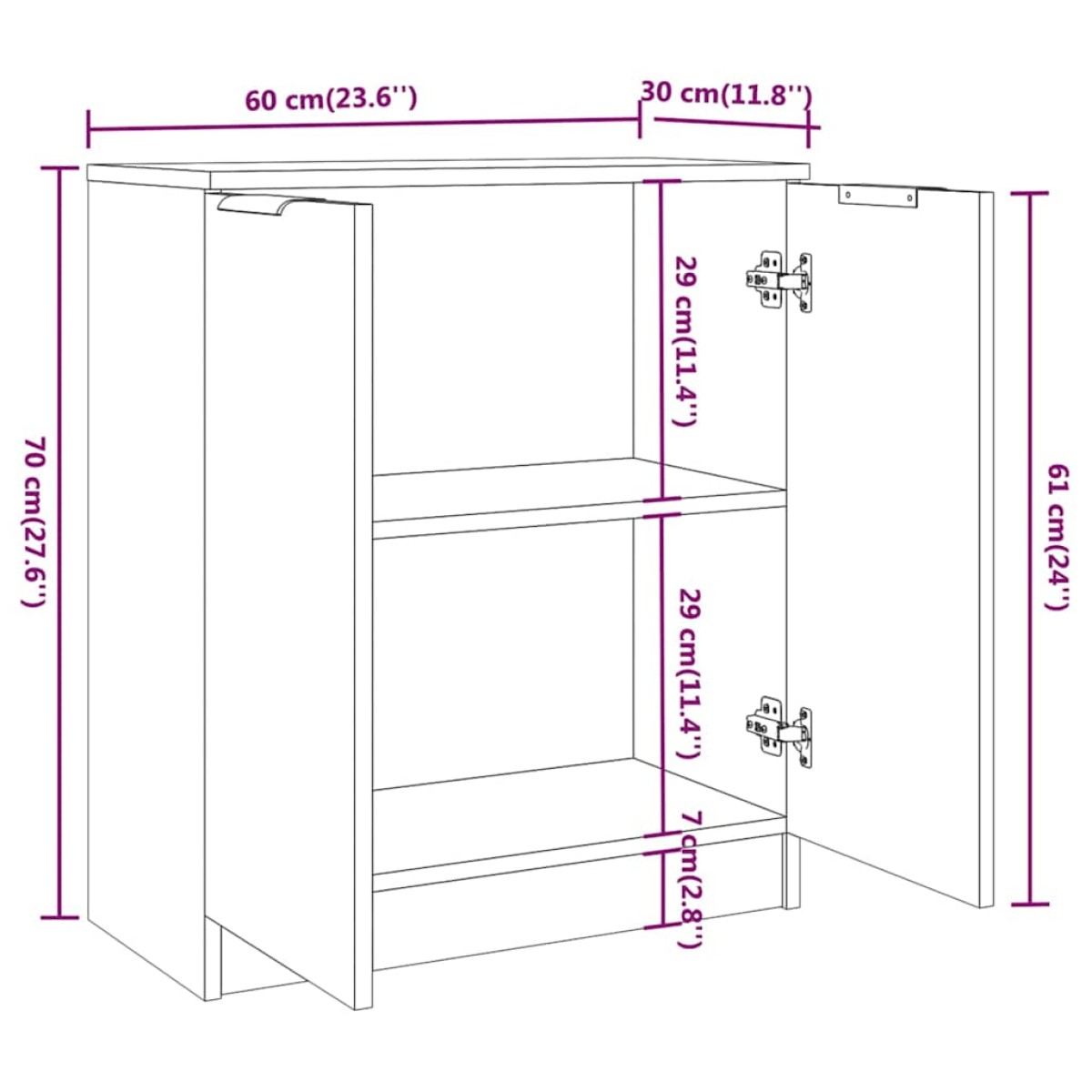 vidaXL Ντουλάπι Γκρι Sonoma 60 x 30 x 70 εκ. από Επεξεργασμένο Ξύλο