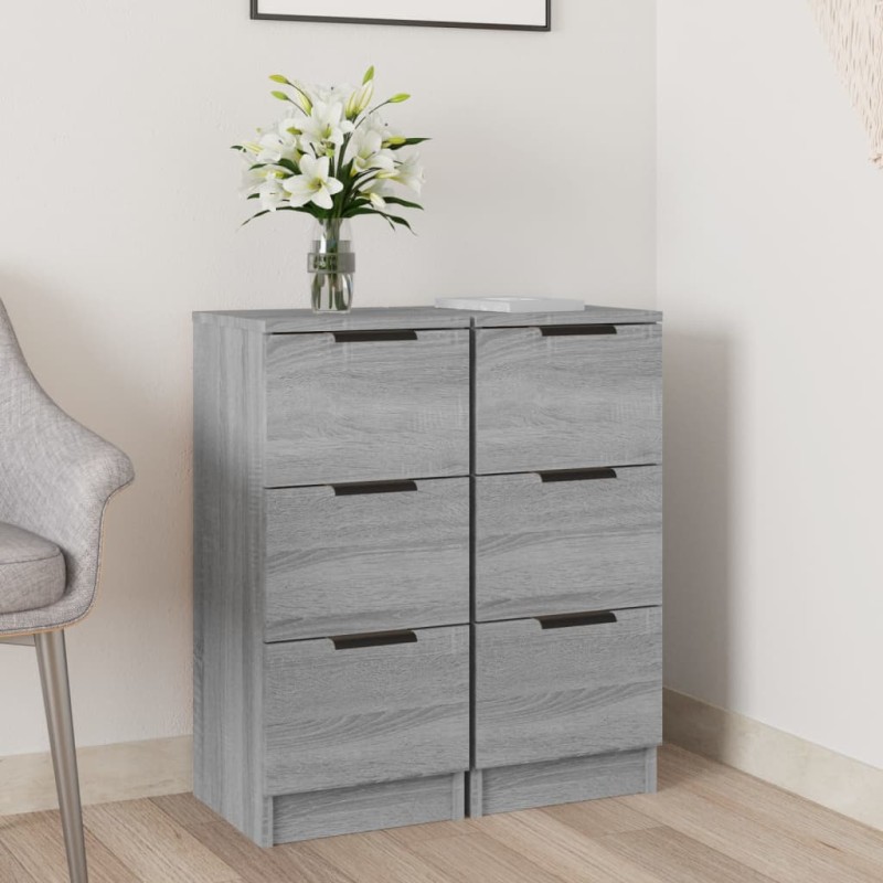 vidaXL Ντουλάπια 2 τεμ. Γκρι Sonoma 30x30x70 εκ. Επεξεργασμένο Ξύλο