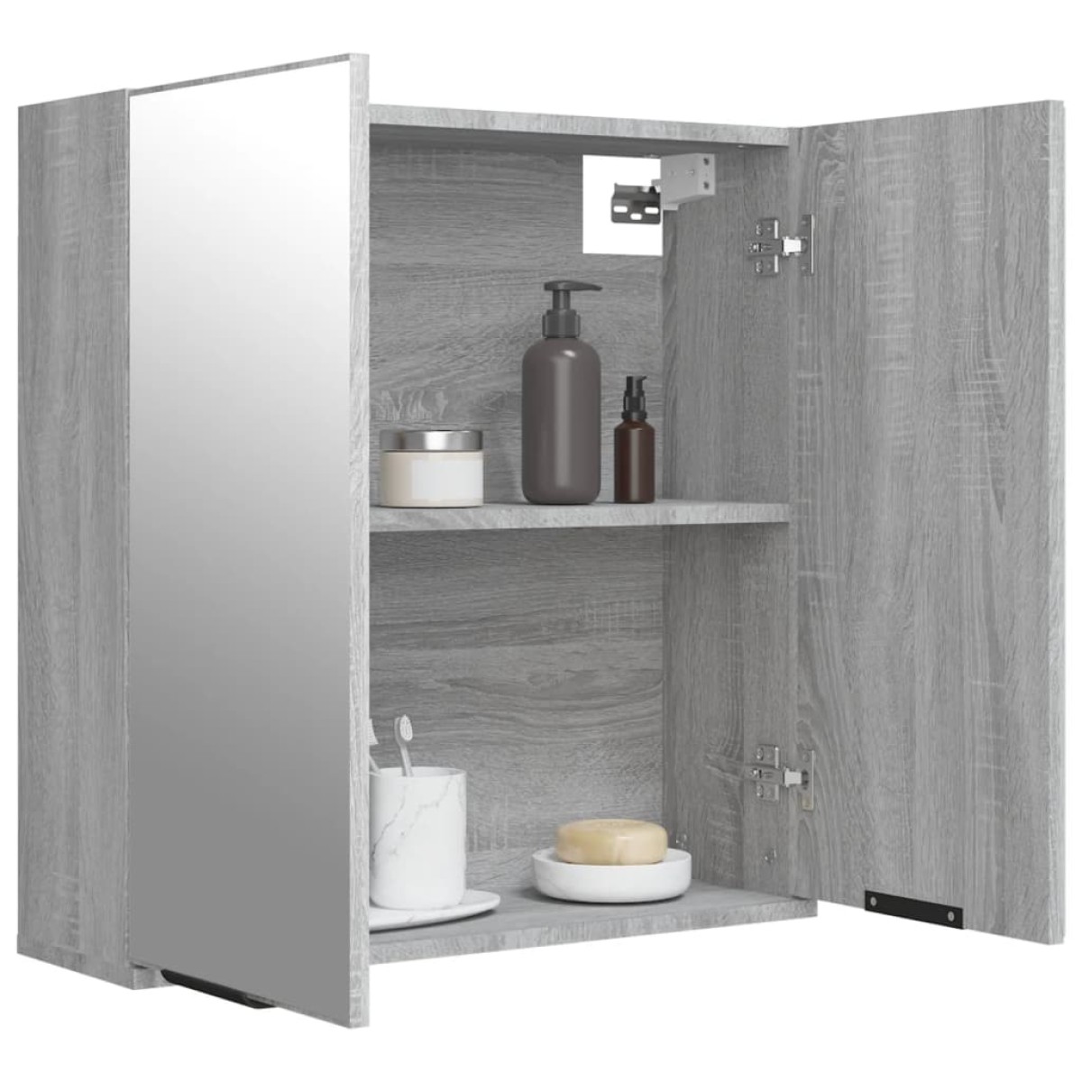 vidaXL Ντουλάπι Μπάνιου με Καθρέφτη Γκρι sonoma 64 x 20 x 67 εκ.