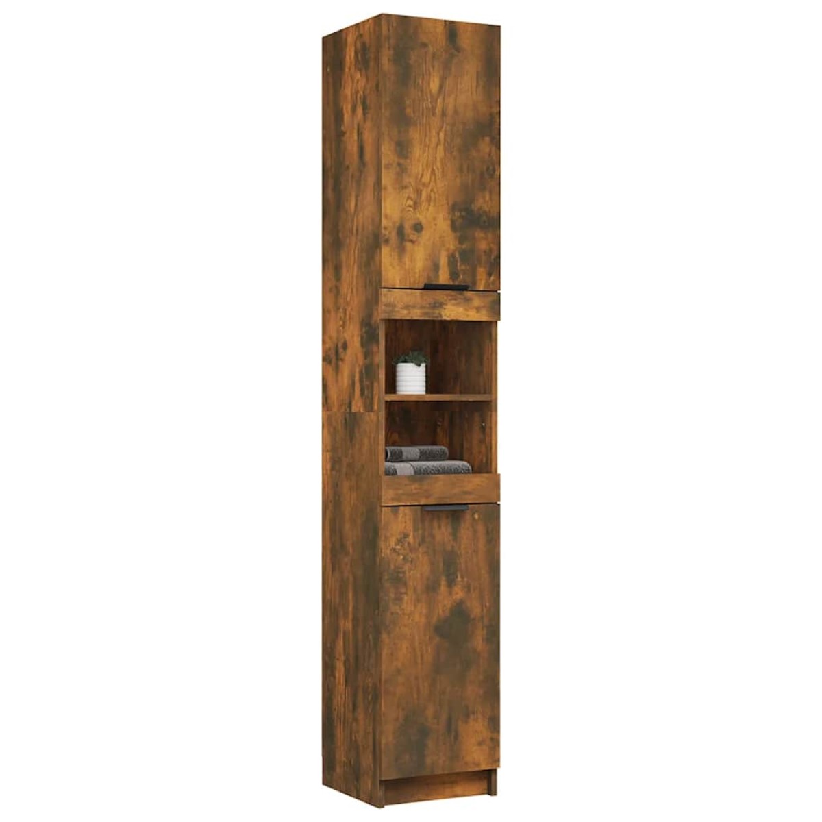 vidaXL Ντουλάπι Μπάνιου Καπνιστή Δρυς 32x34x188,5 εκ. Επεξεργ. Ξύλο