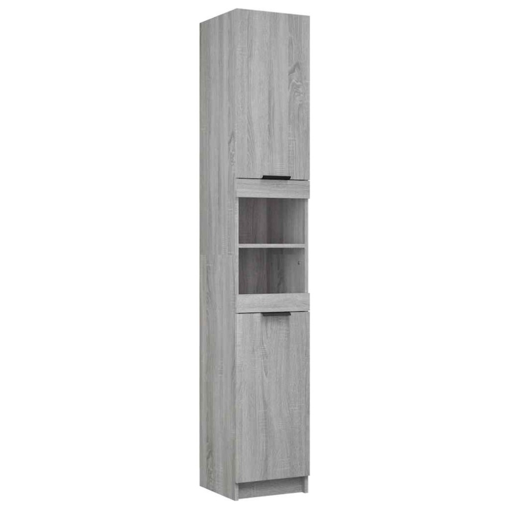 vidaXL Ντουλάπι Μπάνιου Γκρι Sonoma 32x34x188,5 εκ. Επεξεργασμένο Ξύλο