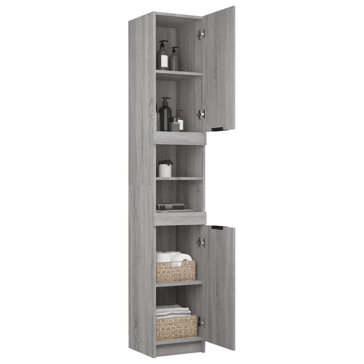 vidaXL Ντουλάπι Μπάνιου Γκρι Sonoma 32x34x188,5 εκ. Επεξεργασμένο Ξύλο
