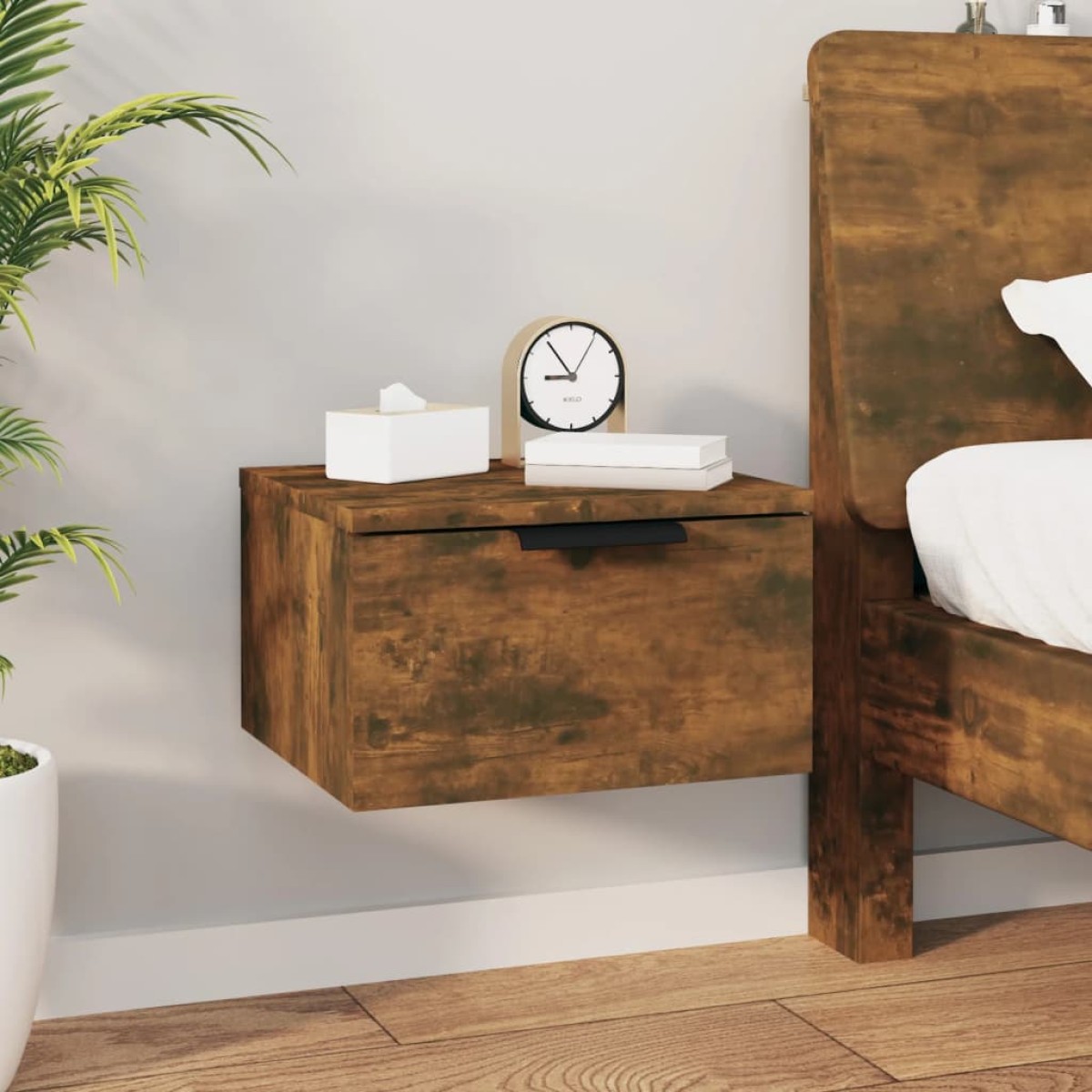 vidaXL Κομοδίνα Επιτοίχια 2 τεμ. Καπνιστή Δρυς 34 x 30 x 20 εκ.