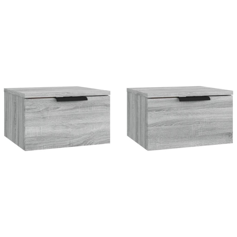 vidaXL Κομοδίνα Επιτοίχια 2 τεμ. Γκρι Sonoma 34x30x20 εκ.