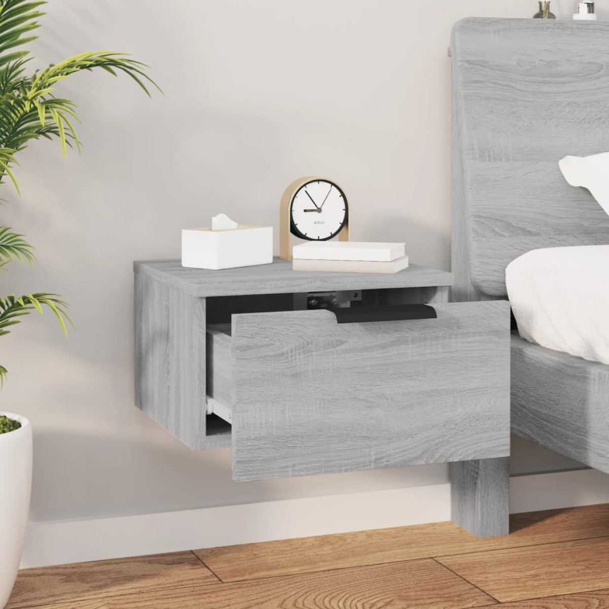 vidaXL Κομοδίνα Επιτοίχια 2 τεμ. Γκρι Sonoma 34x30x20 εκ.