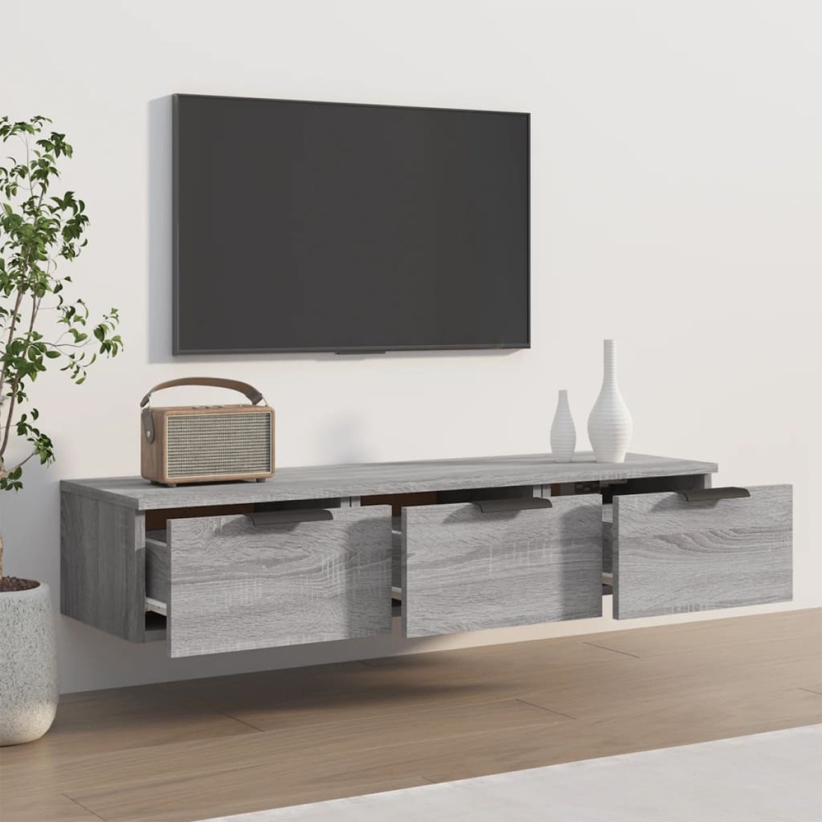 vidaXL Ντουλάπι Τοίχου Γκρι Sonoma102x30x20εκ. Επεξεργασμένο Ξύλο