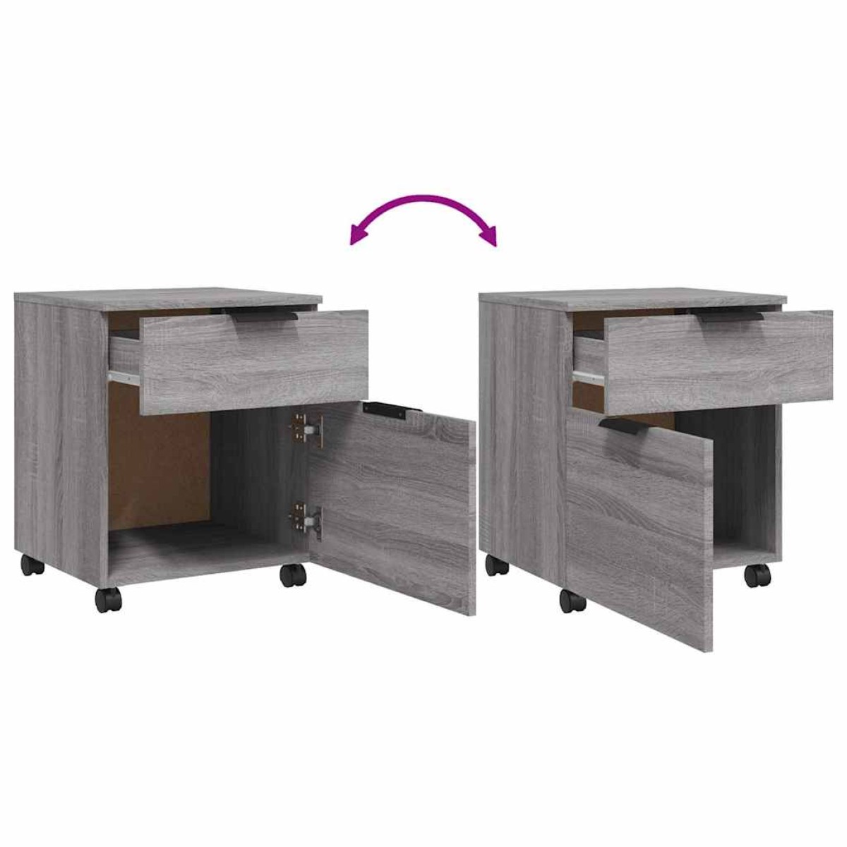 vidaXL Αρχειοθήκη Φορητή Γκρι sonoma45x38x54 εκ. Επεξ. Ξύλο με Ρόδες