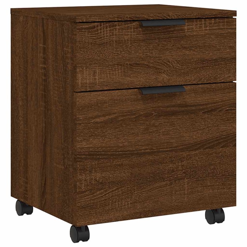 vidaXL Αρχειοθήκη Φορητή Καφέ Δρυς 45x38x54 εκ. Επεξ. Ξύλο με Ρόδες
