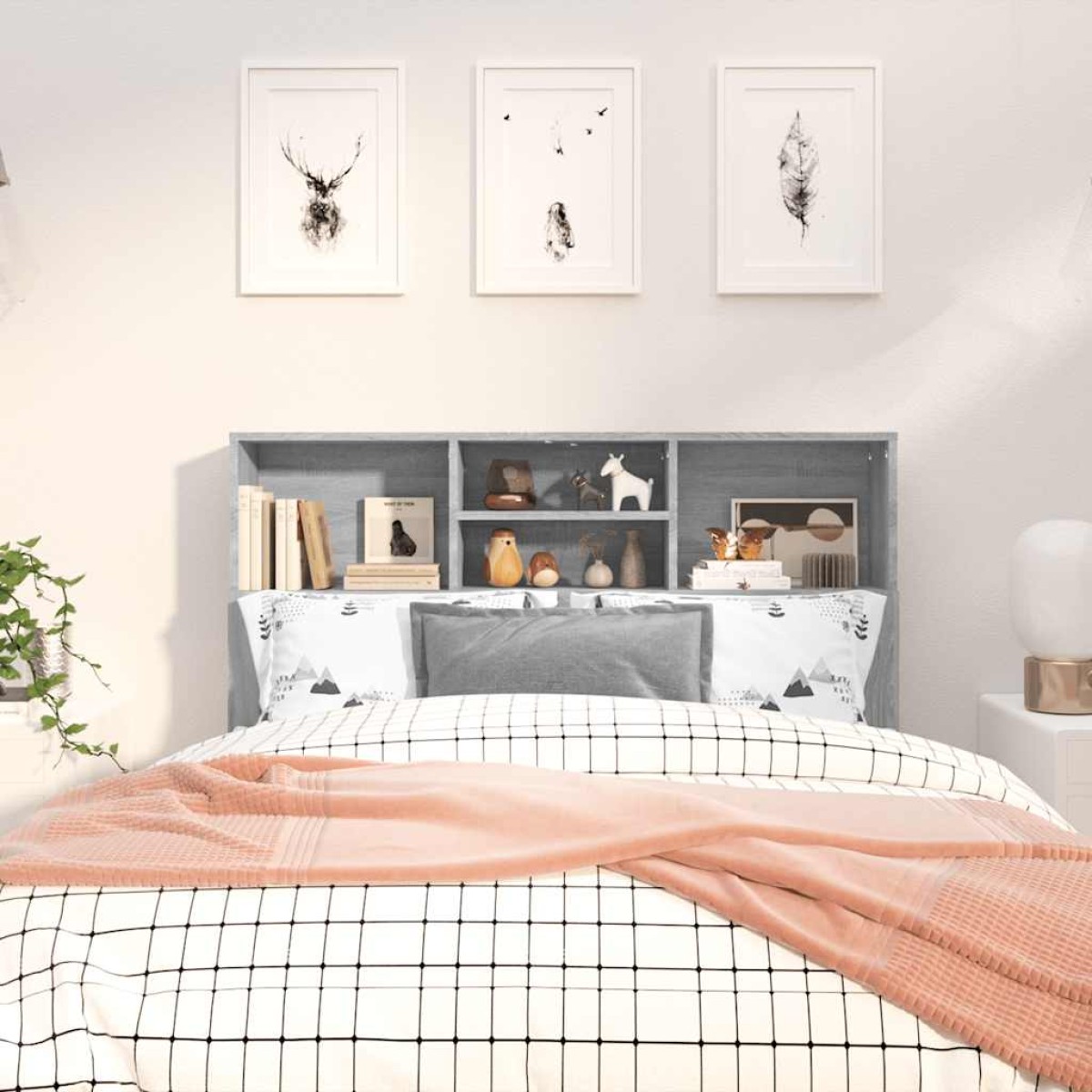 vidaXL Κεφαλάρι Με Αποθηκευτικό Χώρο Γκρι Sonoma 120x19x103,5 εκ.