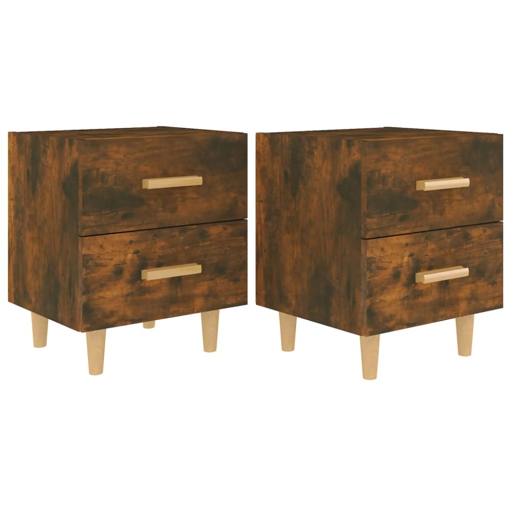 vidaXL Κομοδίνα 2 τεμ. Καπνιστή Δρυς 40 x 35 x 47,5 εκ.