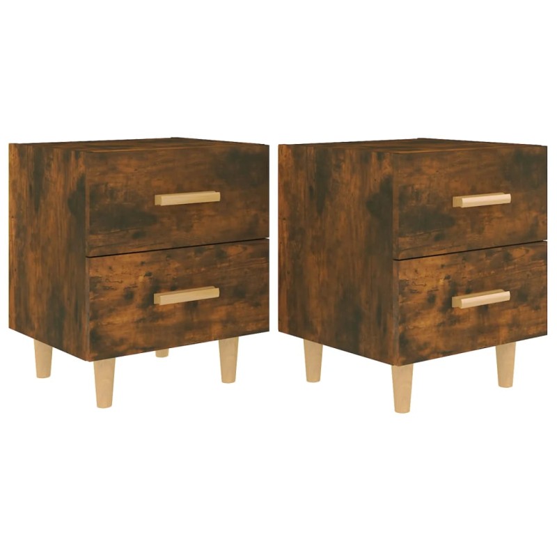vidaXL Κομοδίνα 2 τεμ. Καπνιστή Δρυς 40 x 35 x 47,5 εκ.