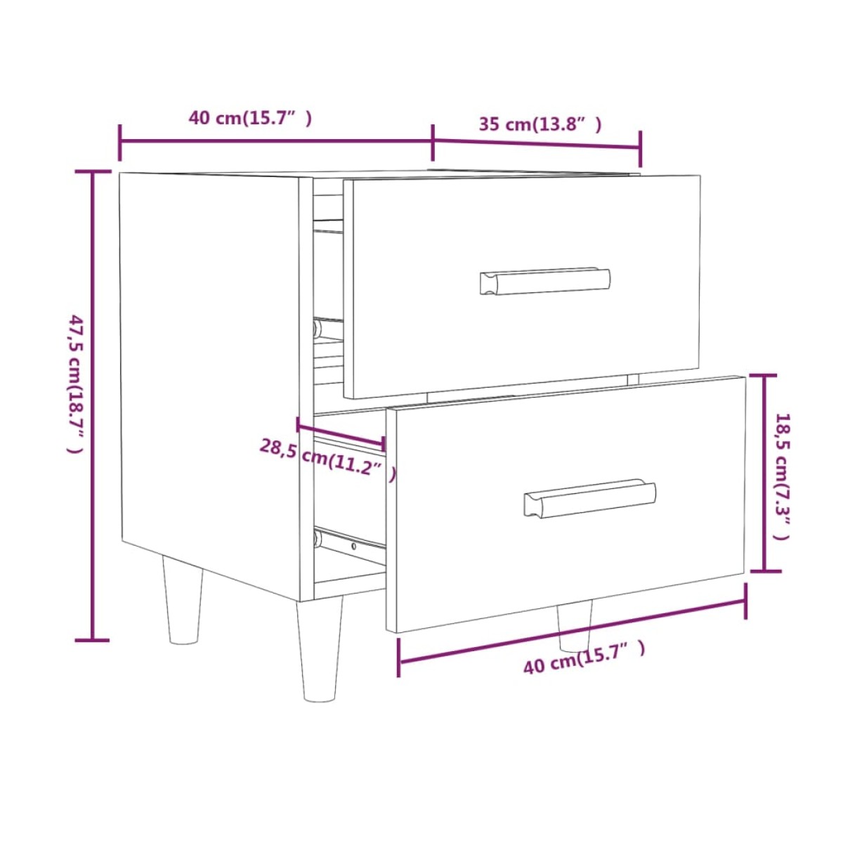 vidaXL Κομοδίνα 2 τεμ. Καπνιστή Δρυς 40 x 35 x 47,5 εκ.
