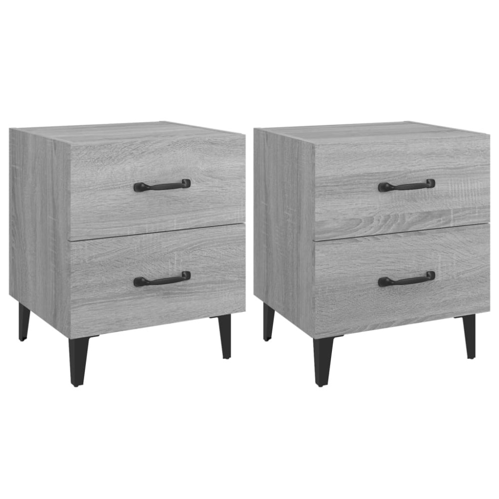 vidaXL Κομοδίνα 2 τεμ. Γκρι Sonoma 40 x 35 x 47,5 εκ.