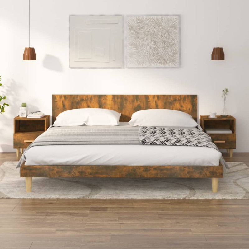 vidaXL Κομοδίνα 2 τεμ. Καπνιστή Δρυς 40 x 35 x 47 εκ.