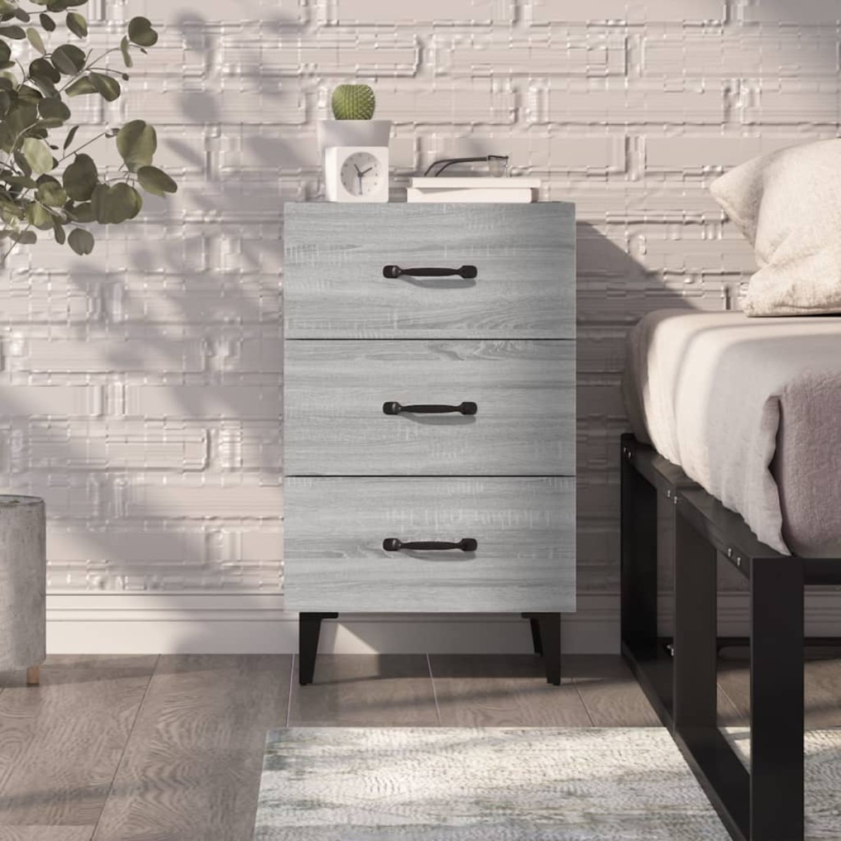 vidaXL Κομοδίνο Γκρι Sonoma 40 x 40 x 66 εκ. από Επεξεργασμένο Ξύλο