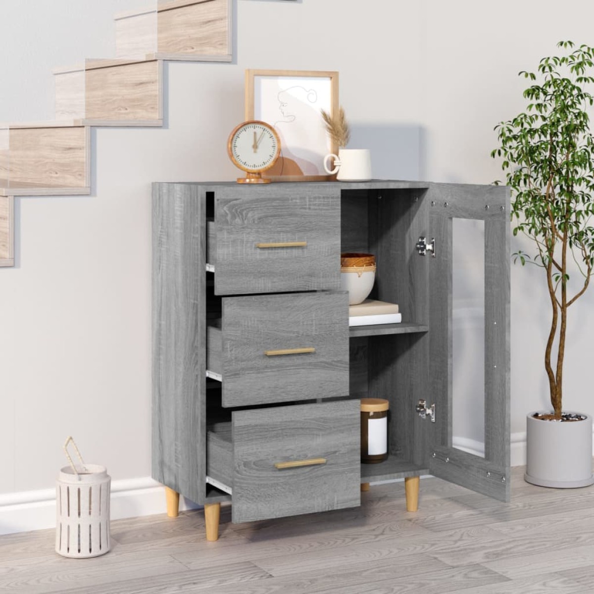 vidaXL Ντουλάπι Γκρι Sonoma 69,5 x 34 x 90 εκ. από Επεξεργασμένο Ξύλο