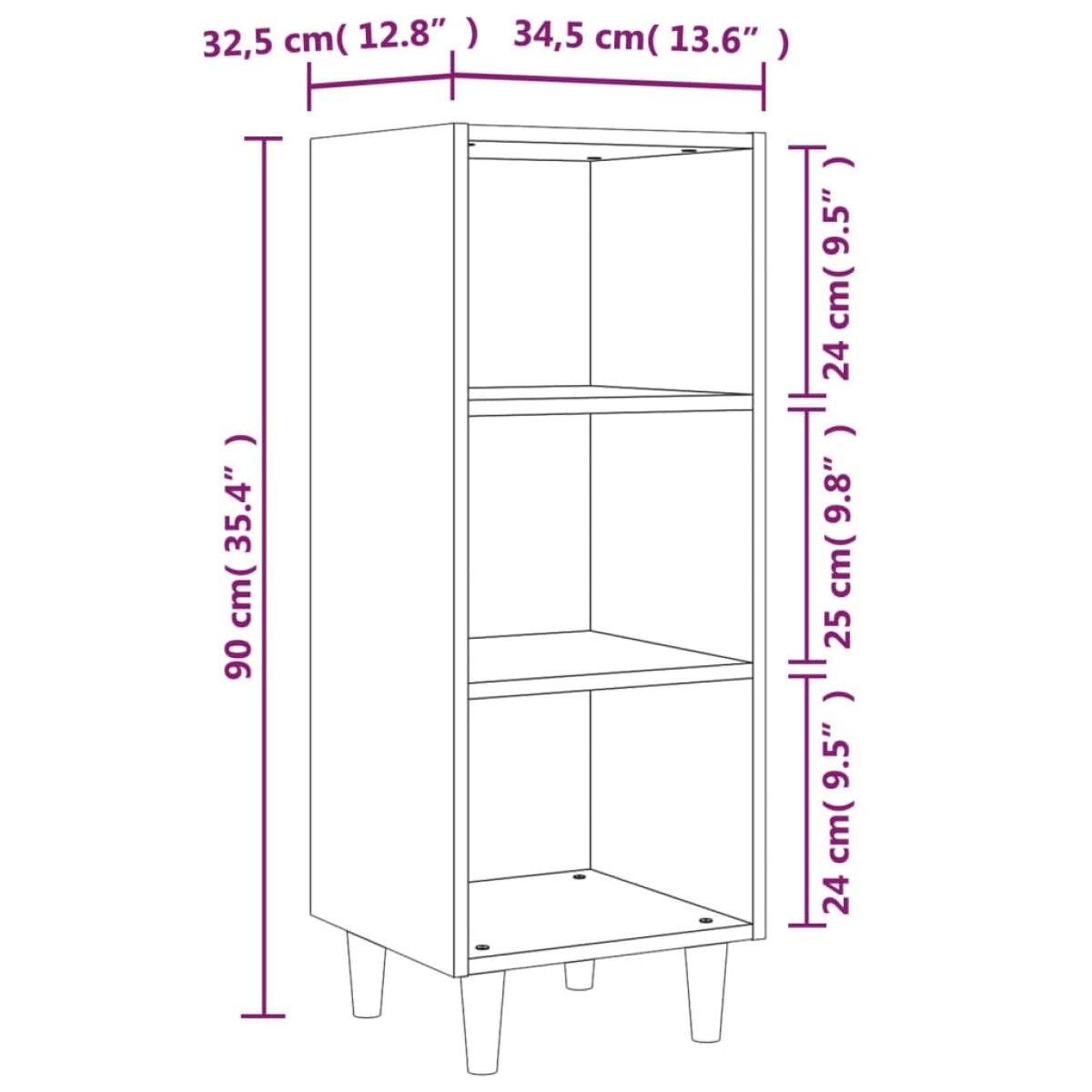 vidaXL Ντουλάπι Γκρι sonoma 34,5x32,5x90εκ. από Επεξεργασμένο Ξύλο