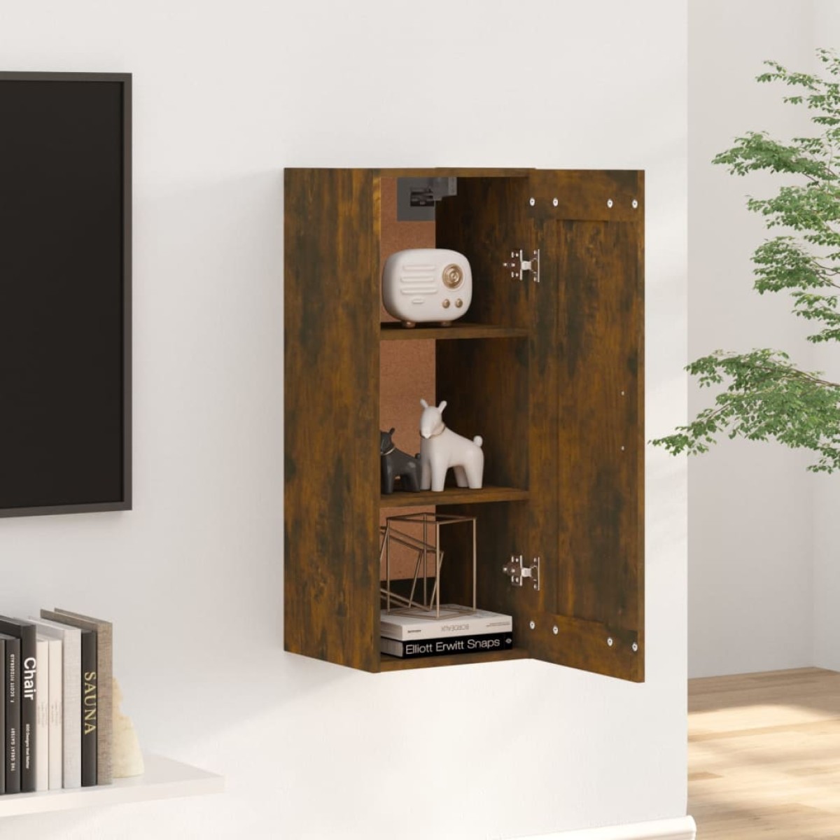 vidaXL Ντουλάπι Κρεμαστό Καπνιστή δρυς35x34x90εκ. Επεξεργασμένο Ξύλο