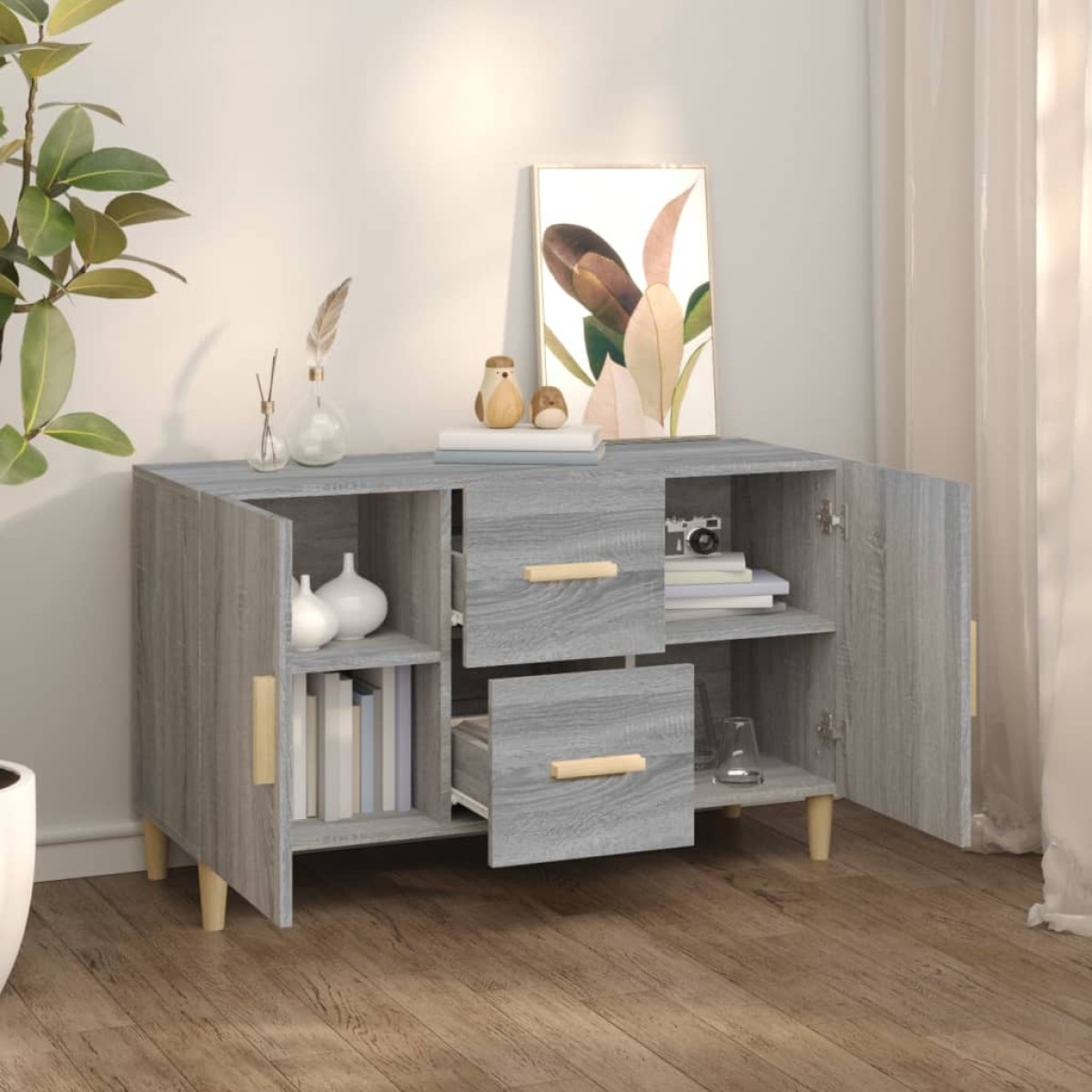 vidaXL Μπουφές Γκρι Sonoma 100 x 36 x 60 εκ. από Επεξεργασμένο Ξύλο