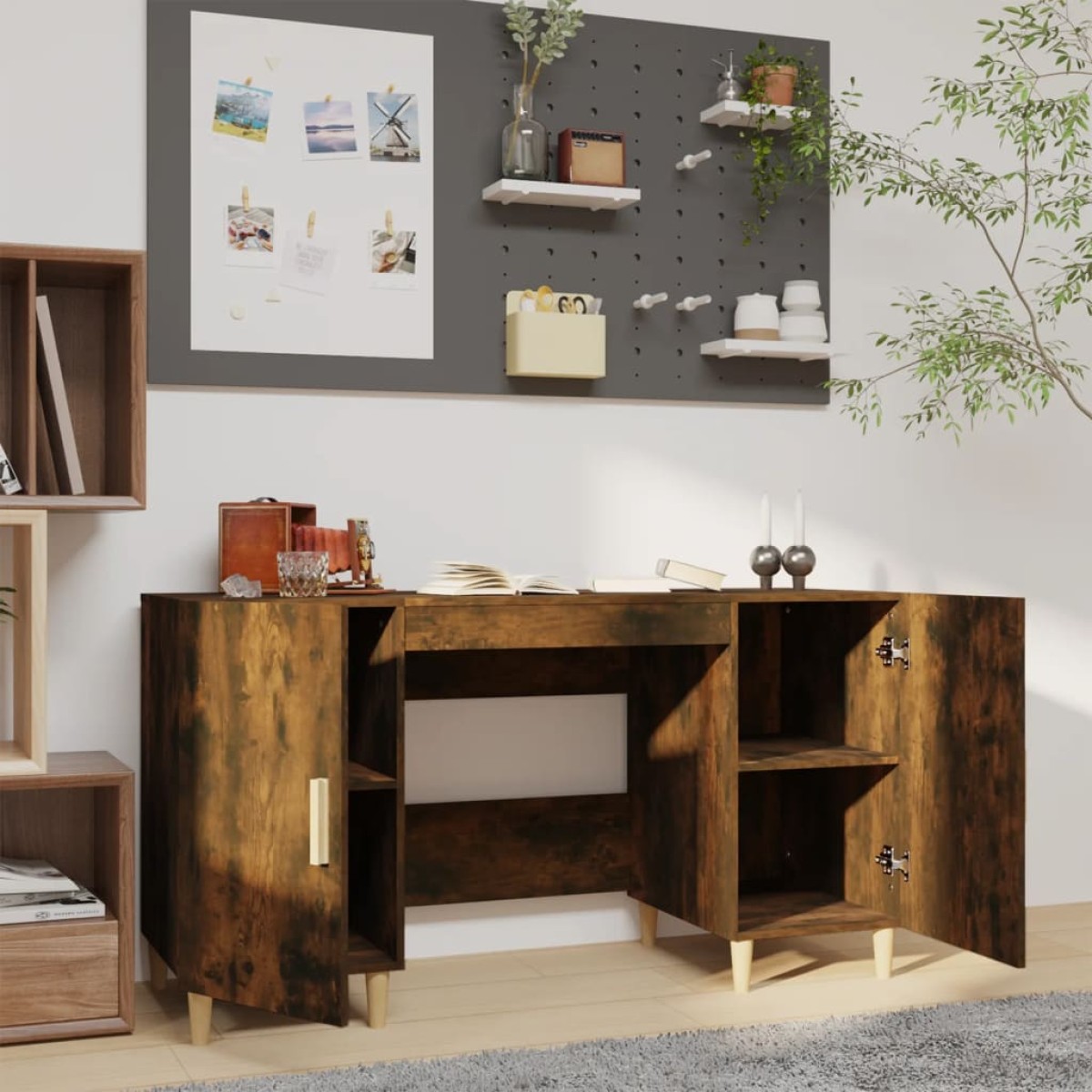 vidaXL Γραφείο Καπνιστή Δρυς 140 x 50 x 75 εκ. από Επεξεργασμένο Ξύλο