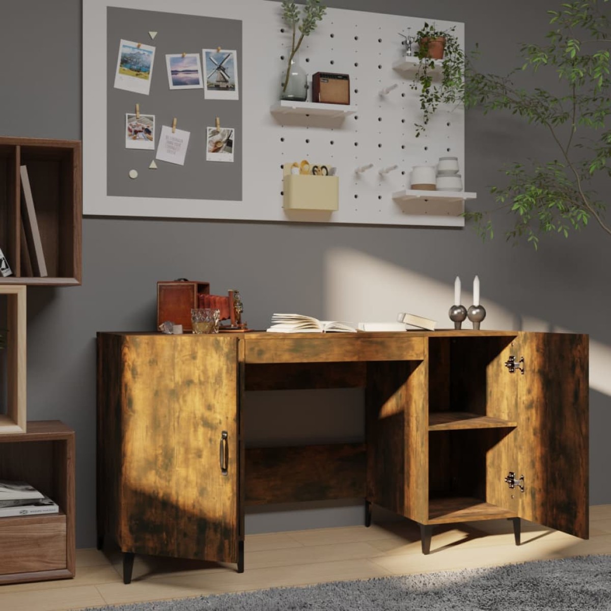 vidaXL Γραφείο Καπνιστή Δρυς 140 x 50 x 75 εκ. από Επεξεργασμένο Ξύλο