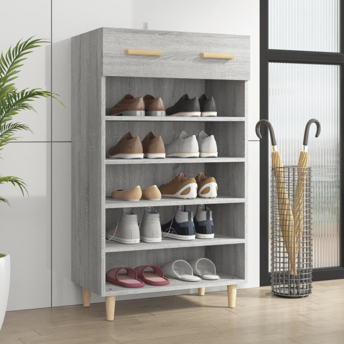 vidaXL Παπουτσοθήκη Γκρι Sonoma 60x35x105 εκ. από Επεξεργασμένο Ξύλο