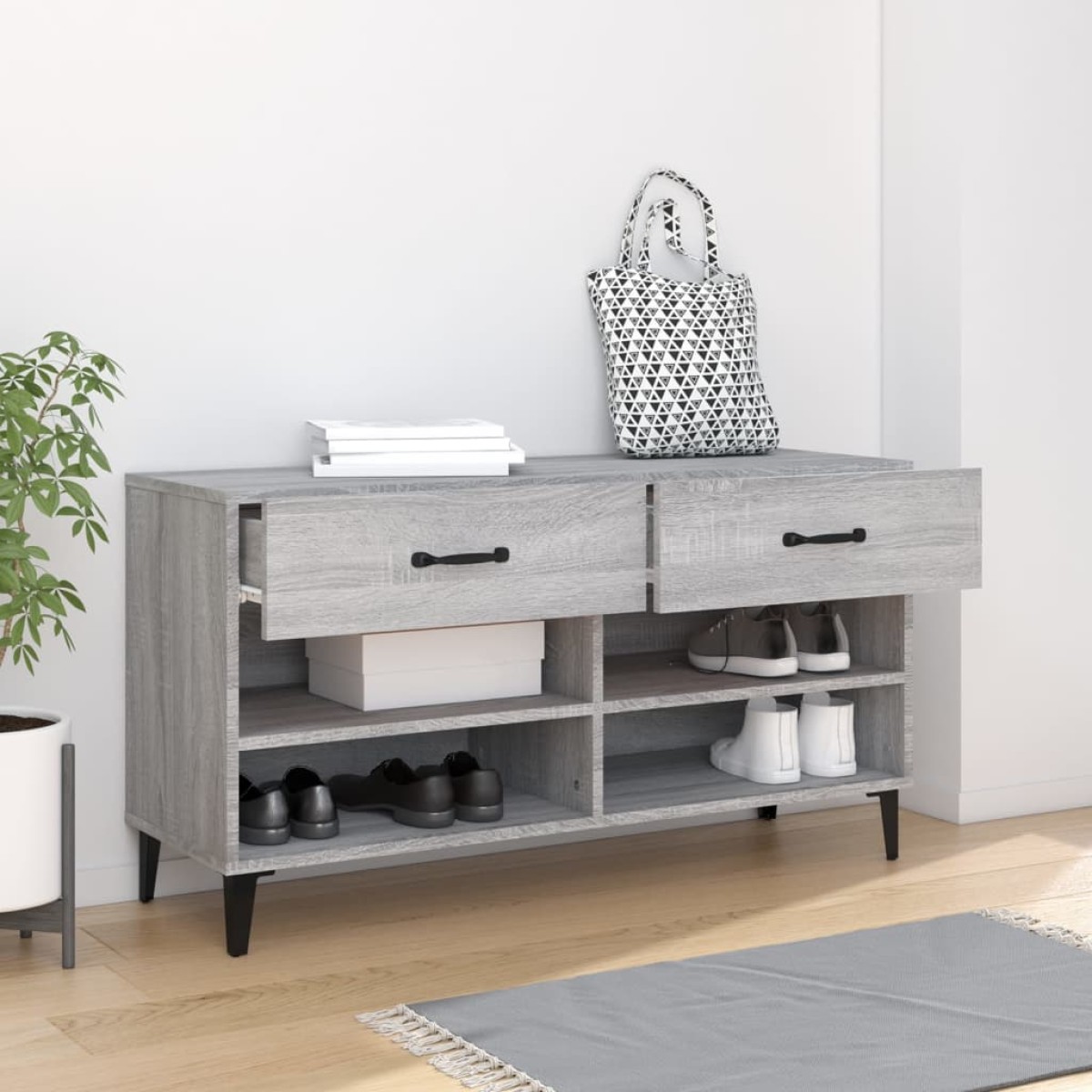 vidaXL Παπουτσοθήκη Γκρι Sonoma 102x35x55 εκ. από Επεξεργασμένο Ξύλο