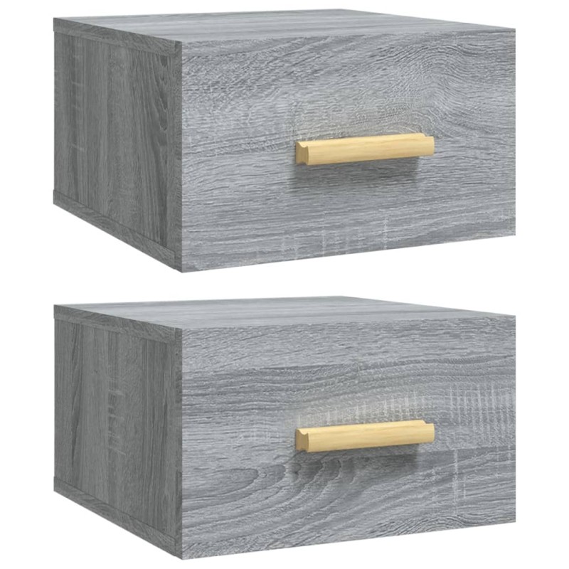 vidaXL Κομοδίνα Επιτοίχια 2 τεμ. Γκρι Sonoma 35 x 35 x 20 εκ.