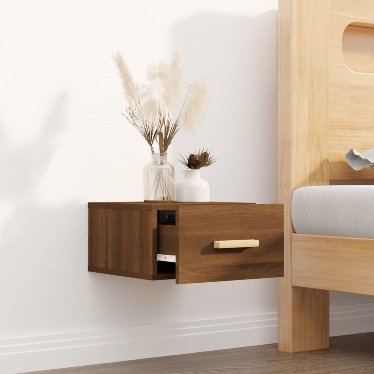 vidaXL Κομοδίνο Επιτοίχιο Καφέ Δρυς 35 x 35 x 20 εκ.