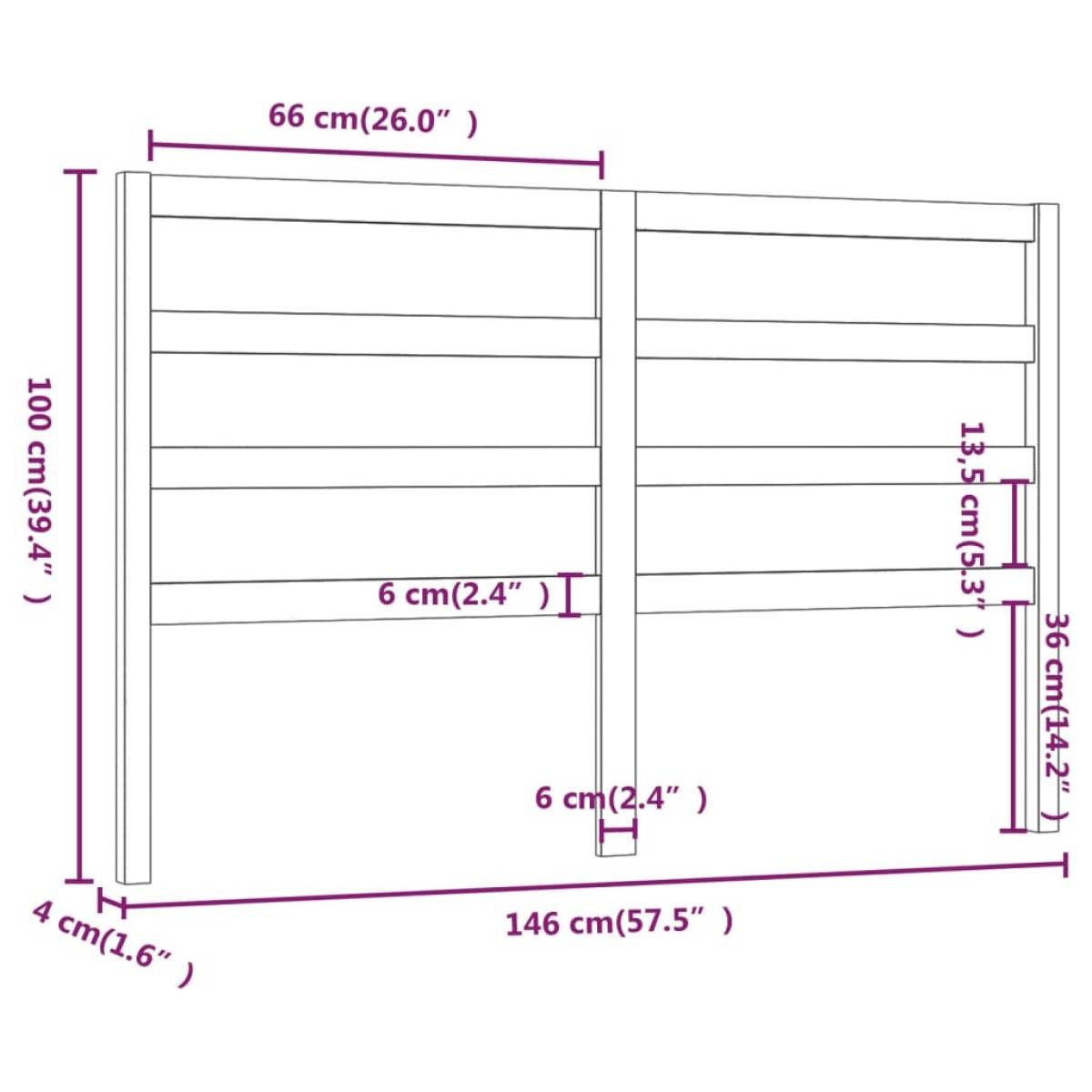 vidaXL Κεφαλάρι Κρεβατιού Γκρι 146 x 4 x 100 εκ. από Μασίφ Ξύλο Πεύκου