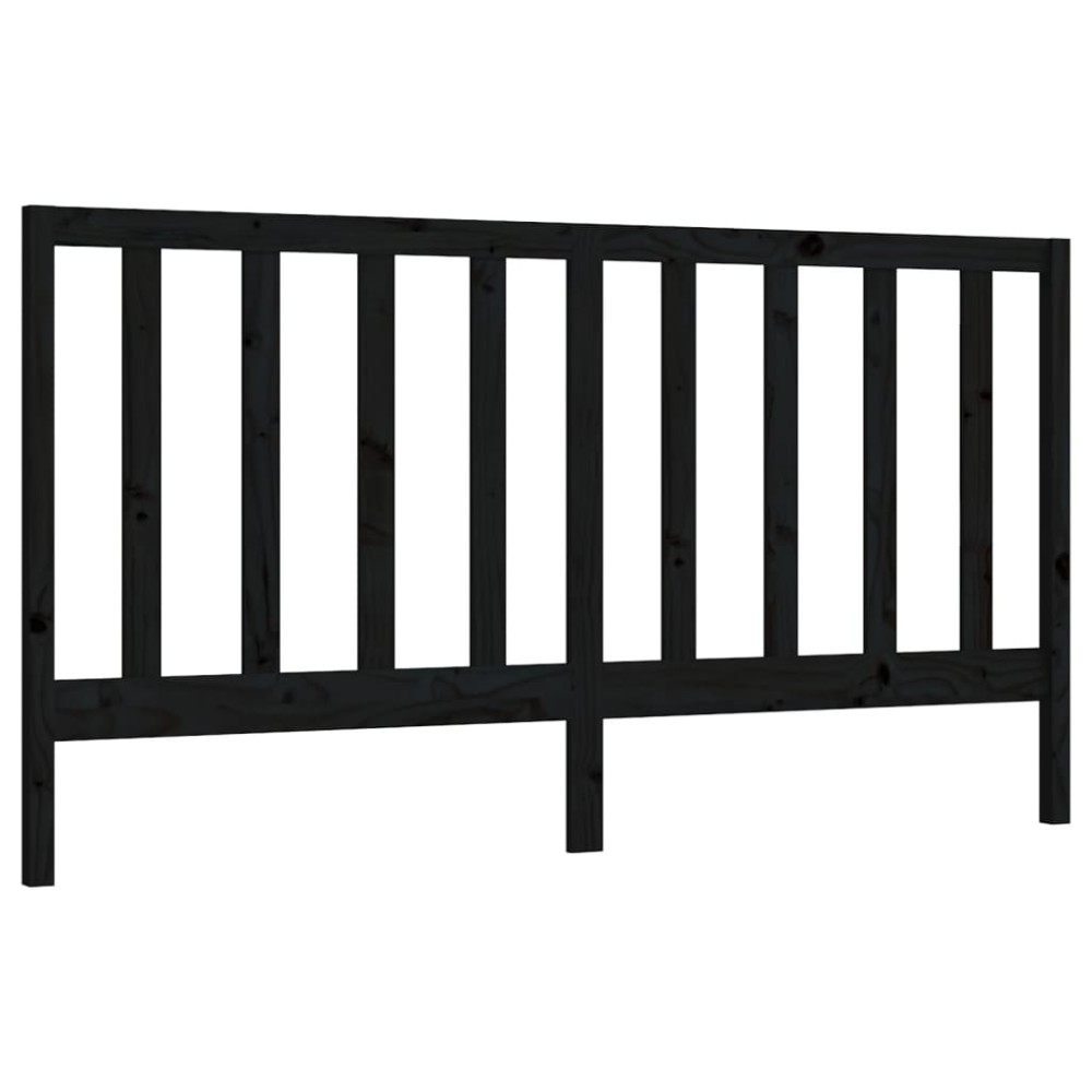 vidaXL Κεφαλάρι Κρεβατιού Μαύρο 186 x 4 x 100 εκ. Μασίφ Ξύλο Πεύκου