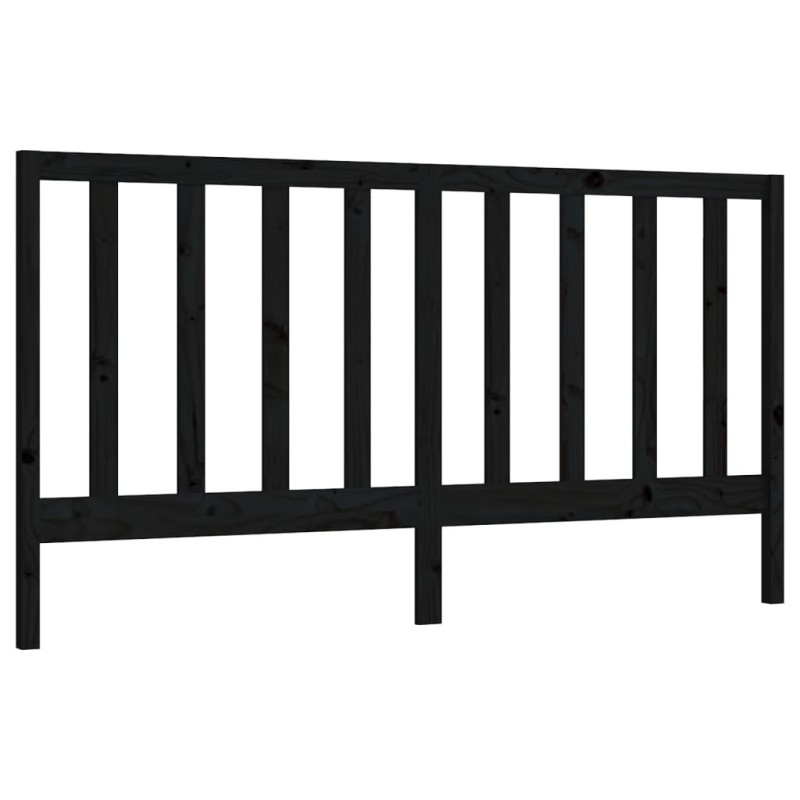 vidaXL Κεφαλάρι Κρεβατιού Μαύρο 186 x 4 x 100 εκ. Μασίφ Ξύλο Πεύκου
