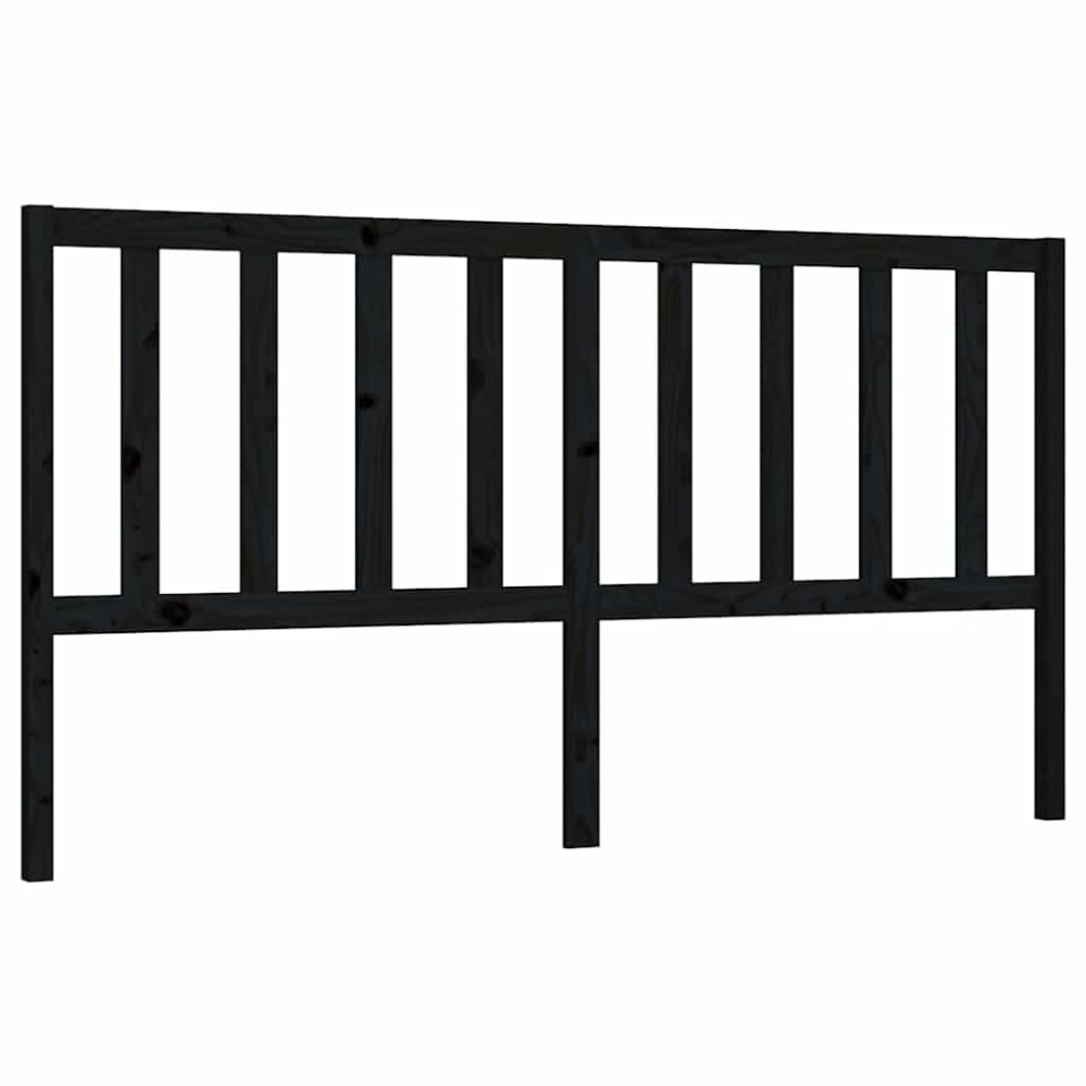 vidaXL Κεφαλάρι Κρεβατιού Μαύρο 186 x 4 x 100 εκ. Μασίφ Ξύλο Πεύκου