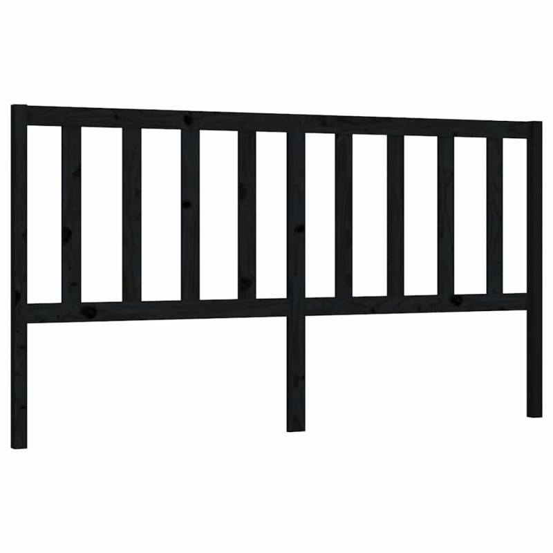 vidaXL Κεφαλάρι Κρεβατιού Μαύρο 186 x 4 x 100 εκ. Μασίφ Ξύλο Πεύκου