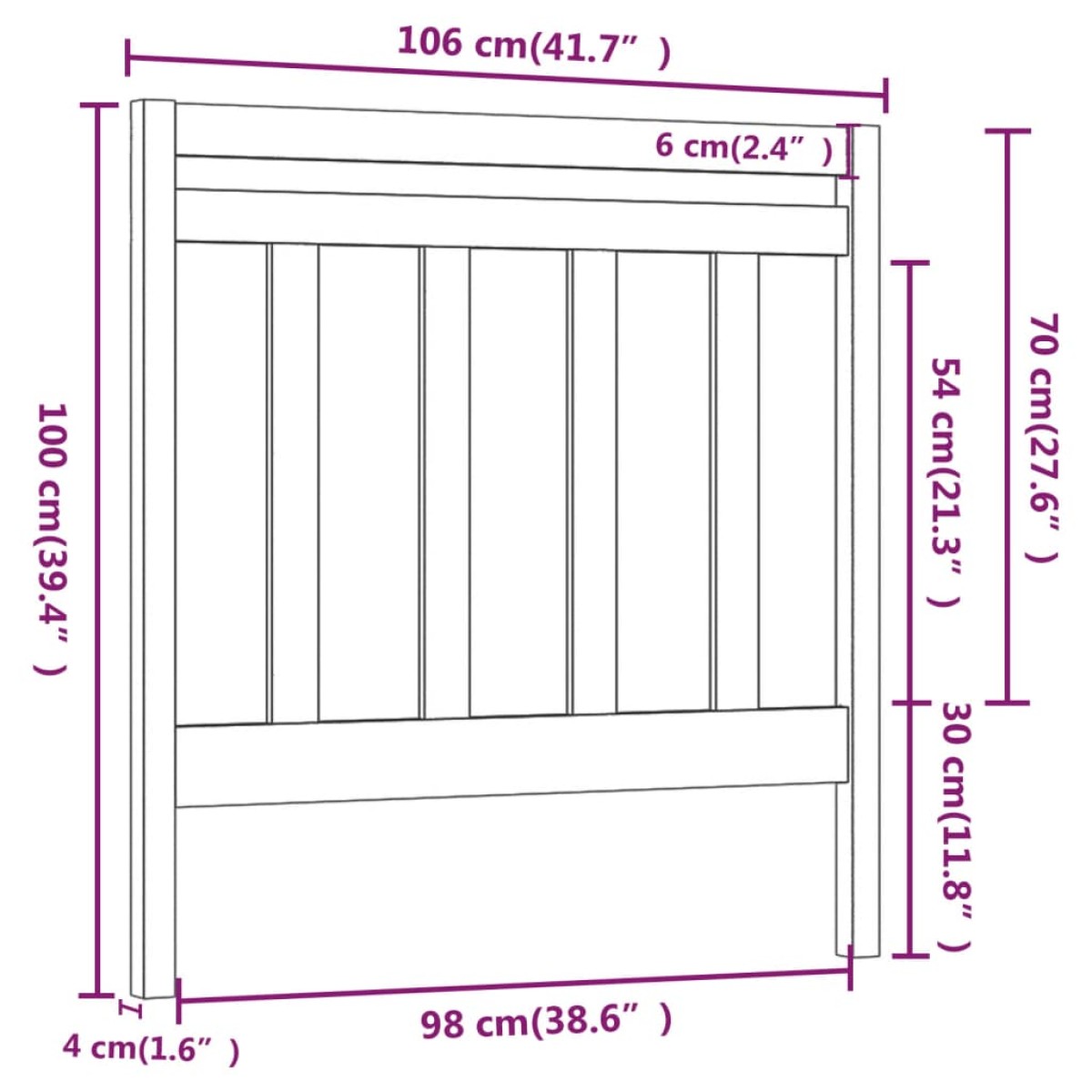 vidaXL Κεφαλάρι Κρεβατιού Καφέ Μελί 106x4x100 εκ. Μασίφ Ξύλο Πεύκου