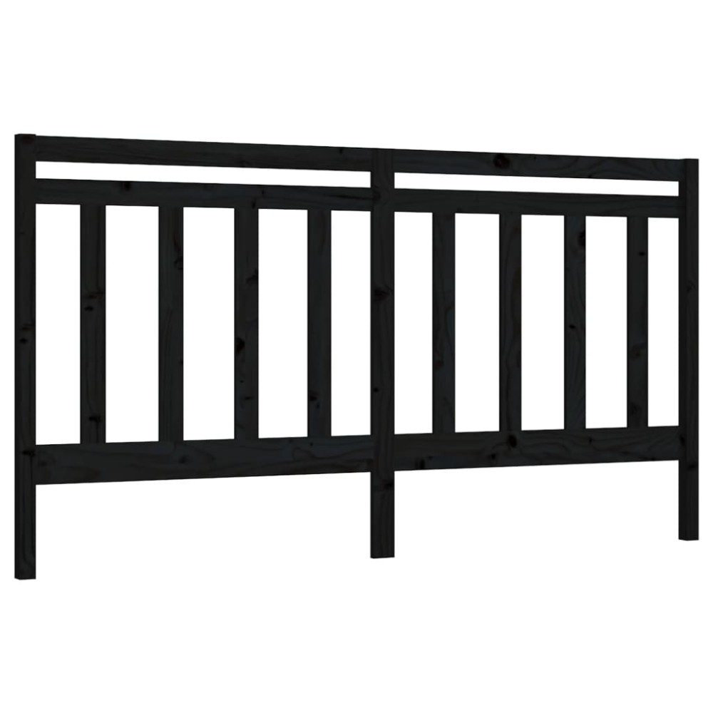 vidaXL Κεφαλάρι Κρεβατιού Μαύρο 186 x 4 x 100 εκ. Μασίφ Ξύλο Πεύκου